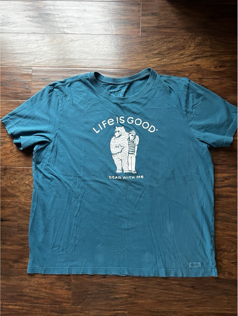 Life Is Good Crusher T Shirt Blue Men’s XXL Bear With Me